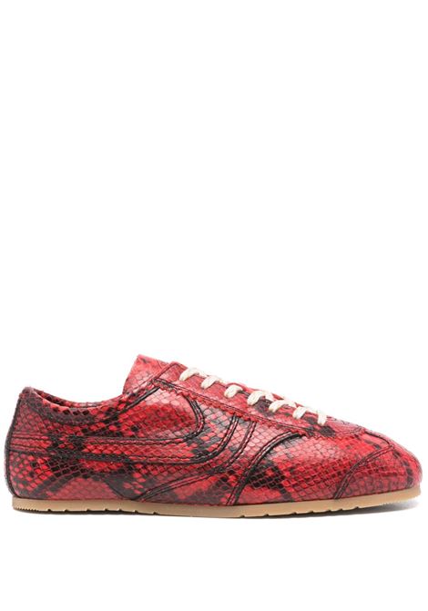 Snakers con stampa animalier in rosso dries van noten - donna